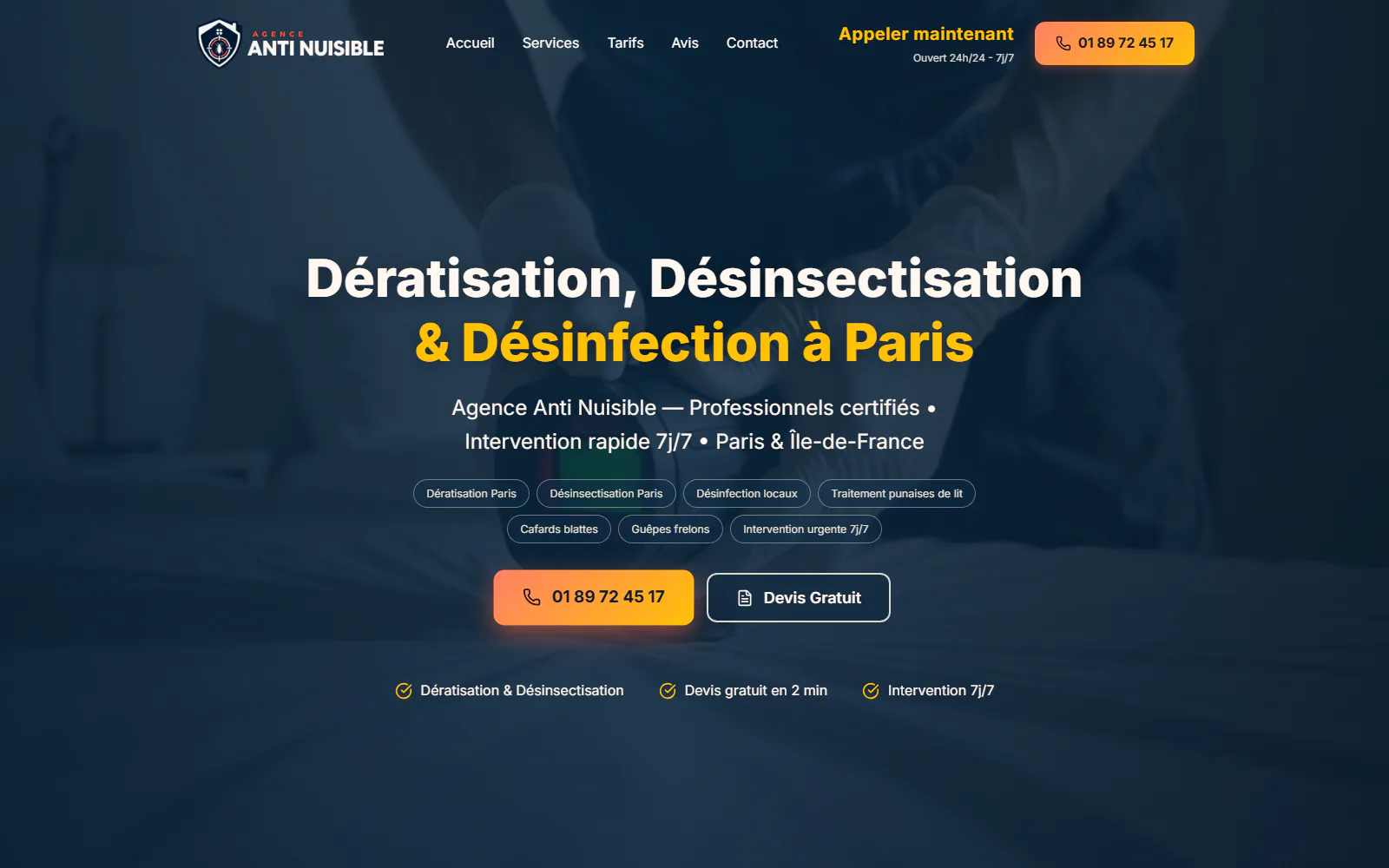 Site internet pour artisan Agence Anti Nuisible