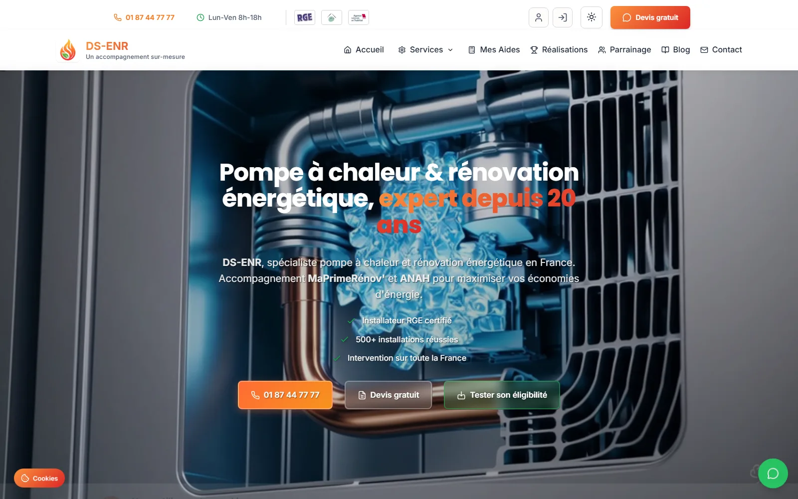 Landing page et parcours d’acquisition DS-ENR