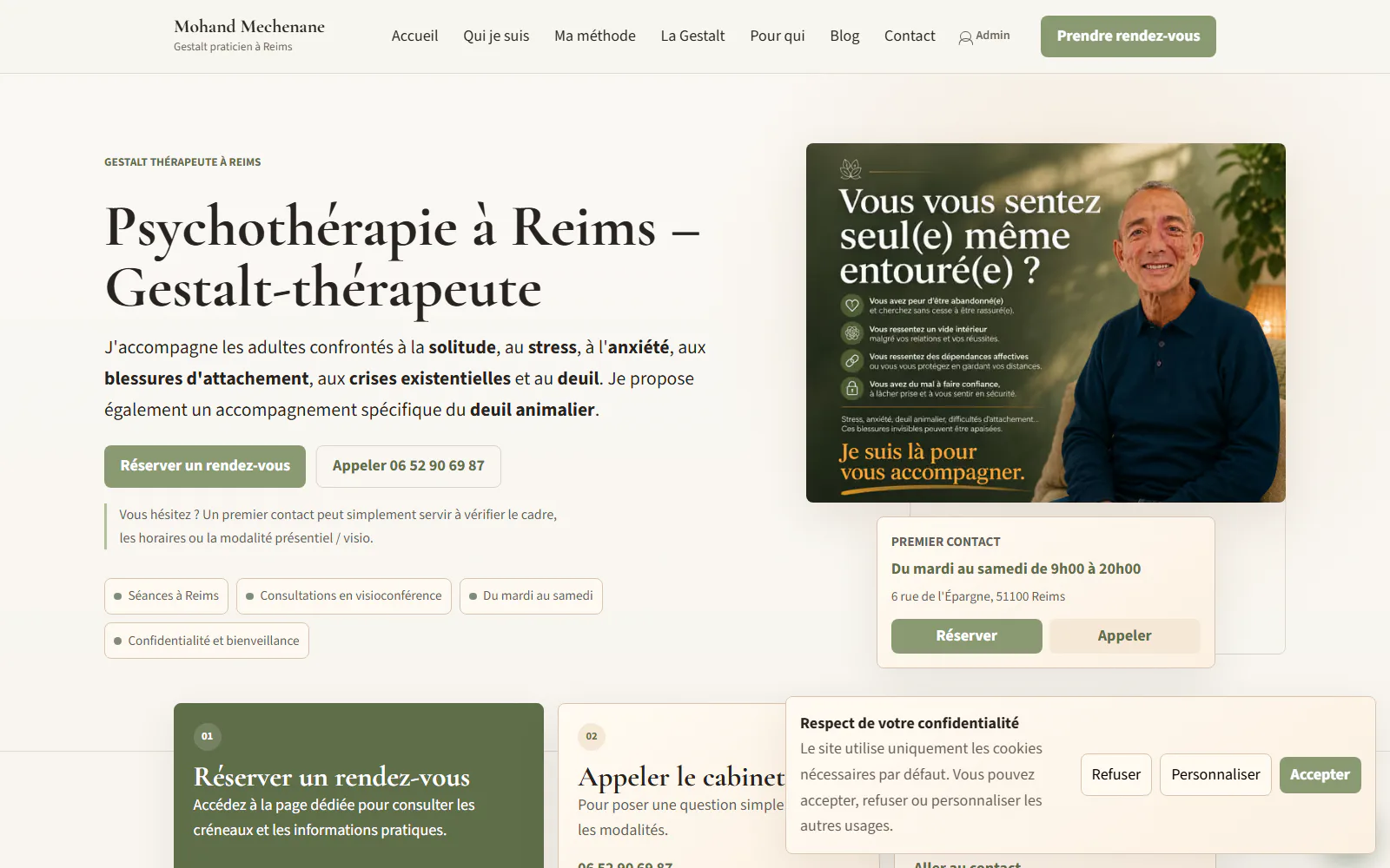 Capture d’écran réelle du site Mohand Mechenane