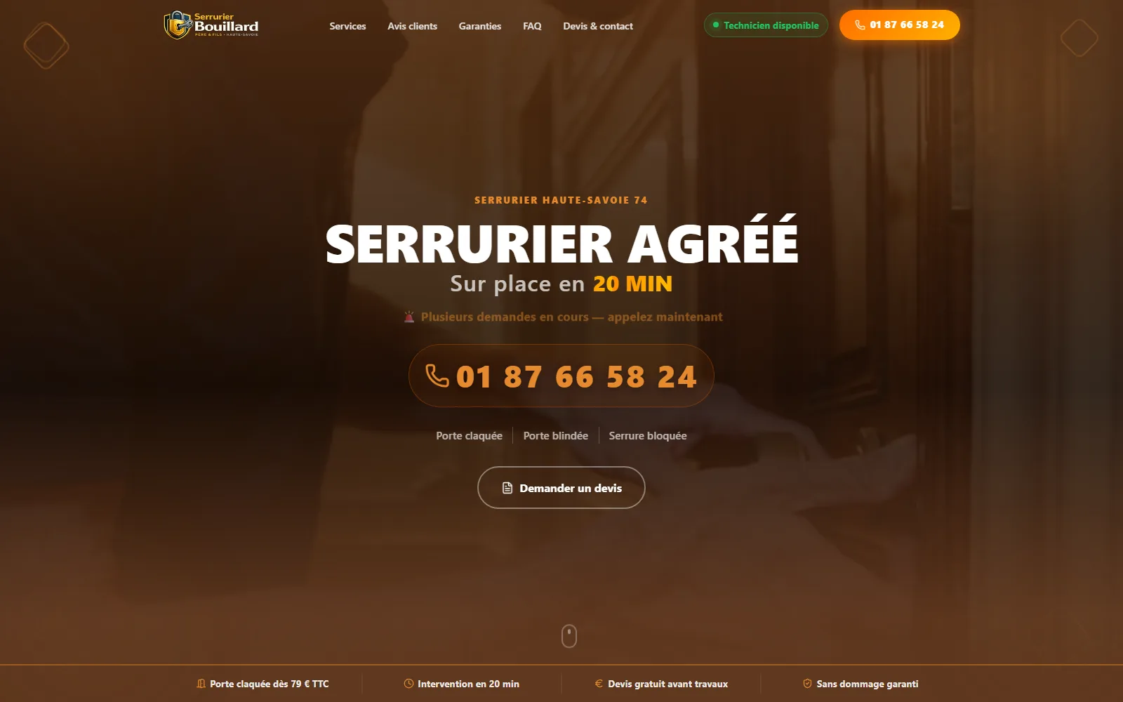 Landing page et parcours d’acquisition Serrurier Bouillard